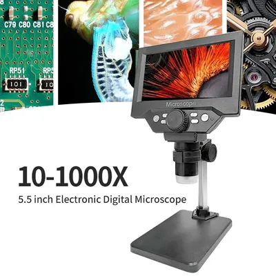 5.5" LCD Digital Microscope 1000X 1080P Coin Microscope Magnifier with Stand Soldering Microscope