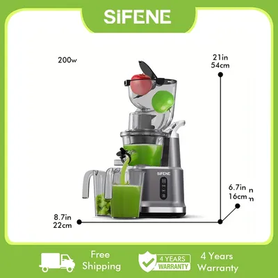 SiFENE Cold Press Juicer Machine - Easy Juicing Whole Fruits & Veggies, Slow Masticating Technology,