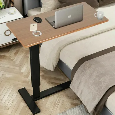 Heavy-Duty Rolling Cart Overbed Bedside Table Adjustable Height Laptop Desk Medical Home Bed Tray