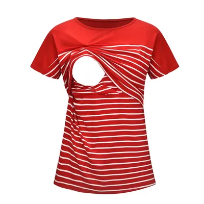 2023 Maternity Clothes Casual Tops Nursing For Breastfeeding T Shirt Striped Print Women Maternity