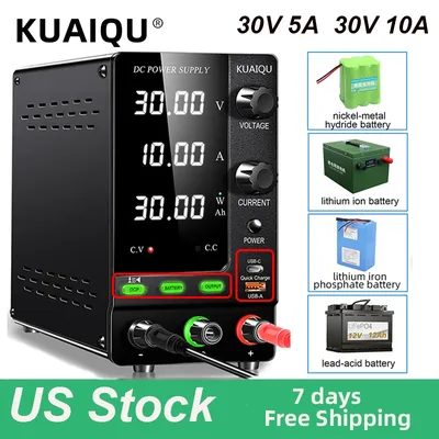 Adjustable DC Power Supply For Battery Charger With OCP Protection OUPUT Switch 30V 10A 5A Encoder