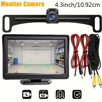 Car Rear View Camera Kit 4.3 inch Monitor with License Plate Camera Backup Reverse Camera for Car