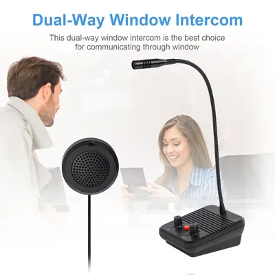 Window Speaker Intercom System Dual Way Anti-Interference Intercommunication Microphone Talk Through