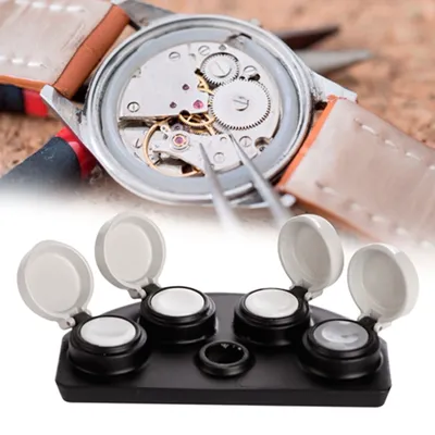 4 Dish Watch Oil Dip Tool Watch Oiler Dish with Cover Watch Repairing Accessory