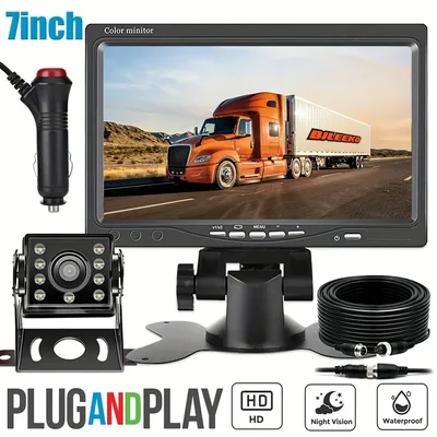 Vehicle Rear View Backup Kit with 7 inch Monitor Display Heavy Duty Reverse Camera for Car Truck Bus