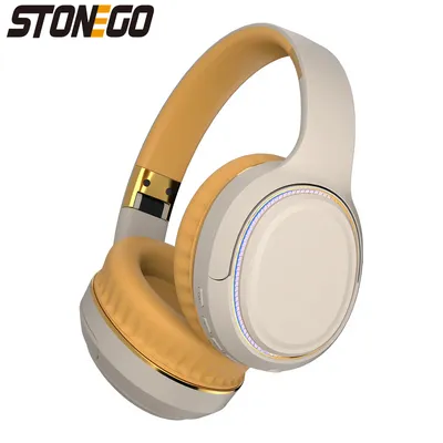 Over-Ear Bluetooth Headphones, Foldable Wireless Sports Headset, Breathing Light, Wired Option,