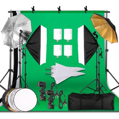 2.6x3M Photography Reflector Lighting Kit Photo Background Muslin Backdrops Softbox Umbrella Light