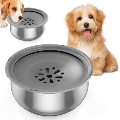 4L Stainless Steel Dog Water Bowl No Spill Travel Feeder Dispenser for Dogs Cats Drinking Bowl Slow