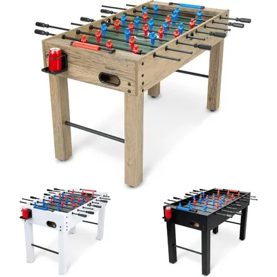 48 Inch Game Room Size Foosball Table - Includes 4 Balls and 2 Cup Holders – Black, Oak, or White