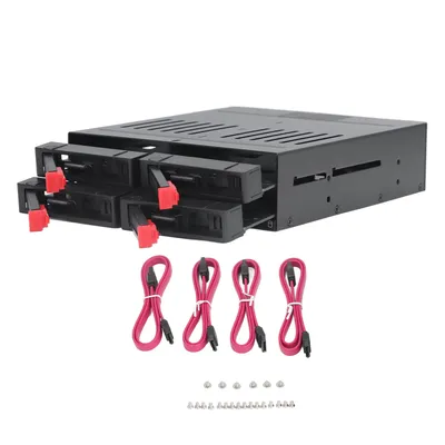 4 Bay HDD Cage Chassis 5.25in Drive Tray 2.5in SATA Mobile Rack Compatible 9.5mm 12.5mm Thick Bottom