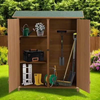 NicBex Outdoor Shed Outdoor Storage Box Outdoor Storage Shed with Lockable Door, Wooden Tool Storage