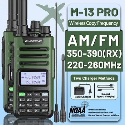 BaoFeng M-13 Pro Walkie Talkie Wireless Copy Frequency Type-C Charger Long Range Air Band High Power