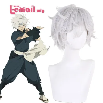 L-email wig Synthetic Hair Anime Hells Paradise Jigokuraku Gabimaru Cosplay wig silver white 30cm