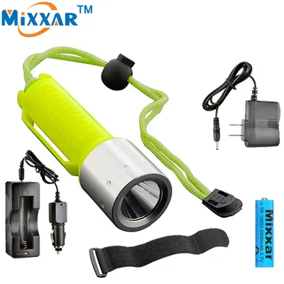 ZK20 Diving Flashlight Q5 LED Lantern Lamp Rechargeable Dive Torch light 18650 Underwater Diving