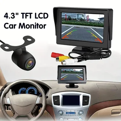 Car Rear View Backup Camera Kit 4.3 inch Monitor with Reverse Camera Parking Assistant for Car