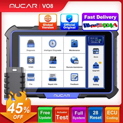 MUCAR VO8 OBD2 Scanner Professional Auto Code ECU Coding Bidirectional Test Full System 34 Reset OBD 2 Car Diagnostic Tools