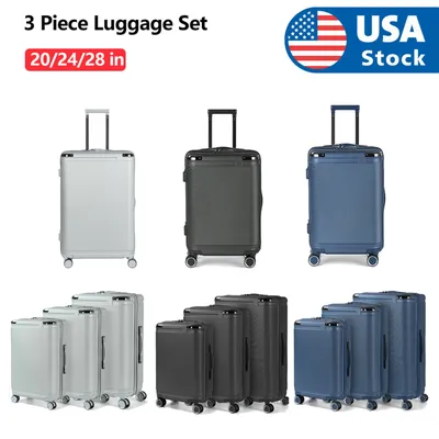 3Pcs Luggage Set (20/24/28 Inch) Hardside Luggage with Spinner Wheels Business Travel