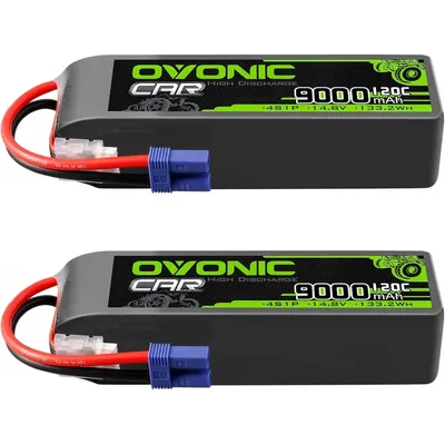 OVONIC 4S LiPo Battery 14.8V 9000mAh 120C with EC5 Plug for RC Car RC Truck Airplane Helicopter Boat