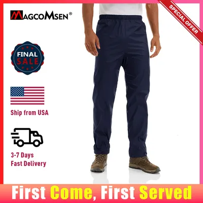 MAGCOMSEN Men's Waterproof Overtrousers Rainwear Outdoor Pants Rain-proof Rain Pants Hiking Walking