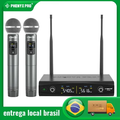 Phenyx Pro Wireless Microphone UHF Professional Dual Channel Stage Performance For Karaoke Home,