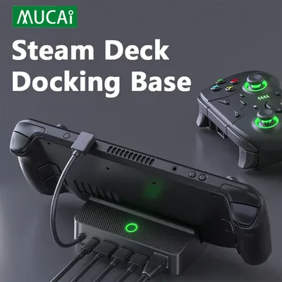 MUCAI Steam Deck Docking Station TV Base Stand Hub Holder Dock USB C to RJ45 Ethernet 4K