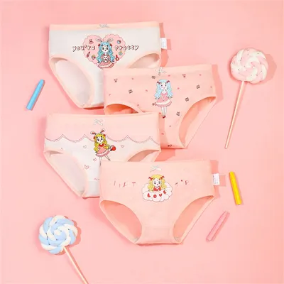 Girls Briefs Fine Cotton Underwear Cute Designs Printing Panties Kids Breathable Soft Healthy