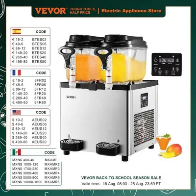 VEVOR 2x6L Commercial Beverage Slush Machine Frozen Drink Juice Dispenser Ice-Cool Smoothie Maker