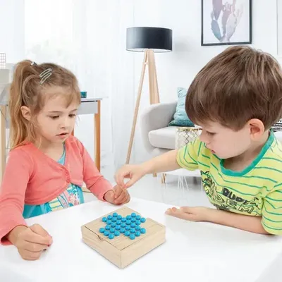 Wooden Memory Chess 2 In 1 Single-Player Children's Logic Chess Toy Bright Colors Intelligent Logic