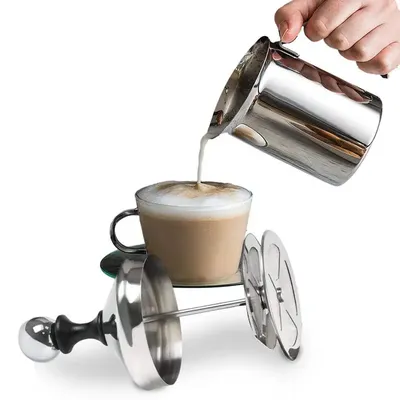 Manual Milk Frother Manual Milk Creamer Hand Pump Frother Cappuccino Latte Coffee Foam Pitcher With