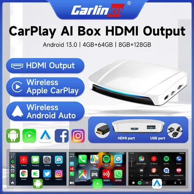 HDMI CarlinKit 8G+128G CarPlay Ai Box Android 13.0 Wireless Android Auto&CarPlay SM6225 Qualcomm