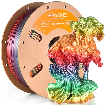 Eryone Silk Rainbow PLA 1KG Filament 1.75mm ±0.03mm Excellent Quality For 3D Printer Sunset Vibrant Palette Rainbow Materials