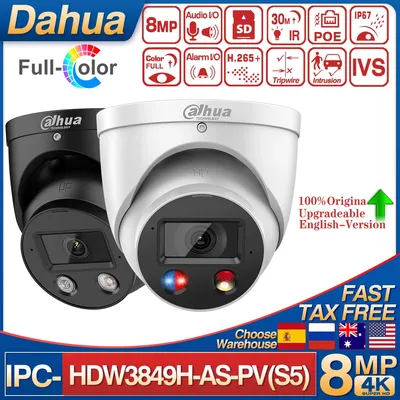 Original Dahua 4MP IPC-HDW3849H-AS-PV-S5 IP Camera WizSense Built-in Mic & SPK Smart Dual