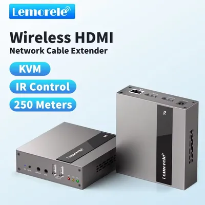 Lemorele HDMI Wireless Extender Dongle Kit 250M Video Transmitter & Receiver IR Control 5GHz/2.4GHz