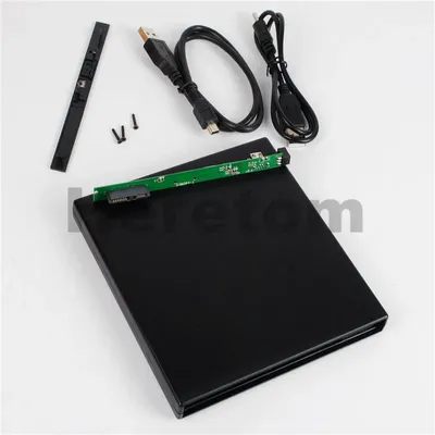 Heretom USB 2.0 SATA to SATA 9.5mm External Optical Drive Enclosure CD DVD-ROM Case For Laptop