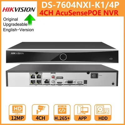 Hikvision AcuSense 4K 4CH POE NVR DS-7604NXI-K1/4P CCTV Security Surveillance Network Video Recorder