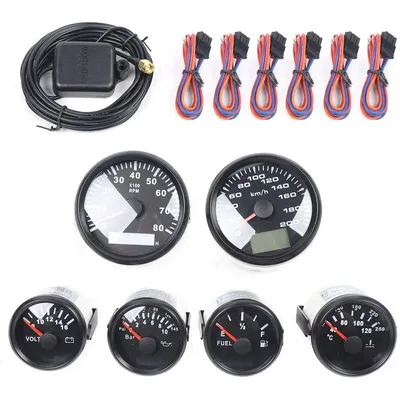 6 Gauge Set with GPS Speedometer Tachometer Classic Electrical Instrument Cluster for Car Marine