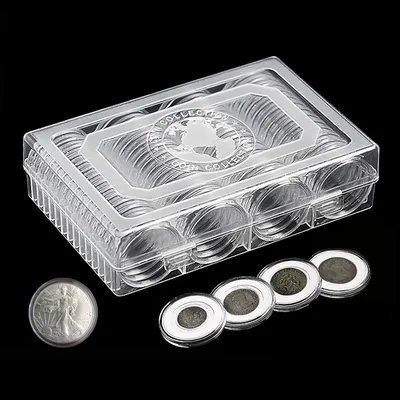 41 MM Coin Holder 60 Pieces Collection Box For Coins Storage Capsules Protection Boxes Container