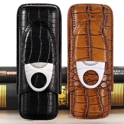 GALINER Leather Cigar Case Puro 2/3 Tube Holder Travel Humidor Cigars Accessories Luxury W/ Cigar