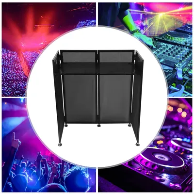 Portable DJ Event Facade Scrim Metal Frame Booth + Flat Table Top（20" x 40"）+ Travel Bag Case Black