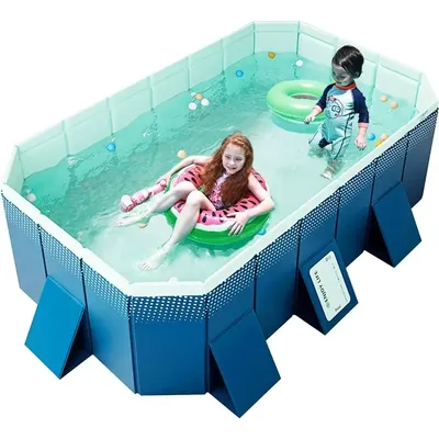 Foldable Non-Inflatable Kids' and Adults' Outdoor Swimming Pool - Hard Plastic Shell, Kid Pool for