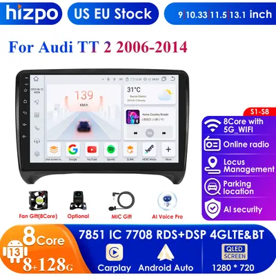 Hizpo 4G 9'' 10.33'' AI Intelligent Systems CarPlay Android Auto Radio for Audi TT MK2 8J 2006-2014