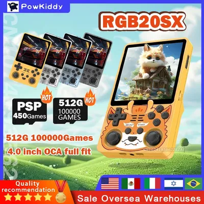 NEW POWKIDDY RGB20SX Portable Handheld Game Console Linux OS 4.0 Inch IPS Screen Retro Game
