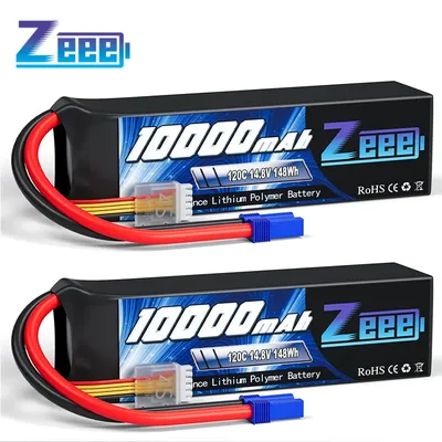 2pcs Zeee 3/4S Lipo Battery 14.8V 120C 10000mAh Softcase with EC5 Plug for RC Car Tank Truck Train