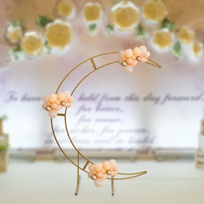 7ft Gold Metal Crescent Moon Wedding Arch Photography Backdrop Stand Curved Design Flower Balloon