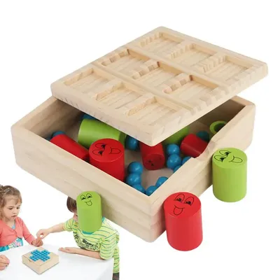 Wooden Chess Game Logic Wooden Children's Chess Kit Bright Colors Intelligent Logic Game For School