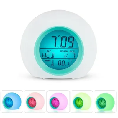 Color Changing LED Light Digital Alarm Clocks Touch Control Kids Children Wake Up Alarm Clock