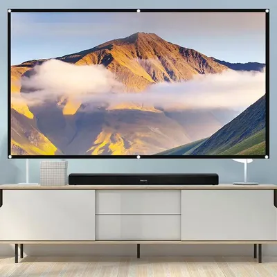 Projector Screen 16:9 Metal Anti Light 60-130 Inch Gray Optical Coating Portable Reflective for Home Cinema Theater Presentation