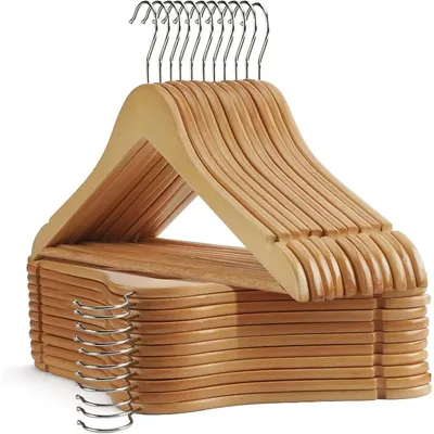 Wooden Hangers 30 Pack Wood SlimCoat for Closet,Clothes with Extra Smooth Finish