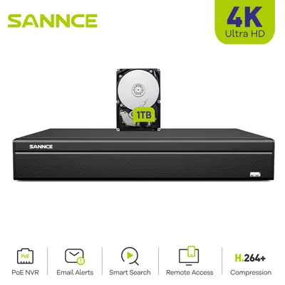 SANNCE 16CH 8MP POE Video Recorder H.265+ 4K NVR Video Surveillance Security support 3MP 5MP 6MP 8MP IPC Cameras