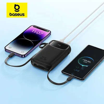 Baseus Qpow2 Power Bank Dual-Cable Digital Display Fast Charge 20000mah for iPhone 15 14 13 Pro Max